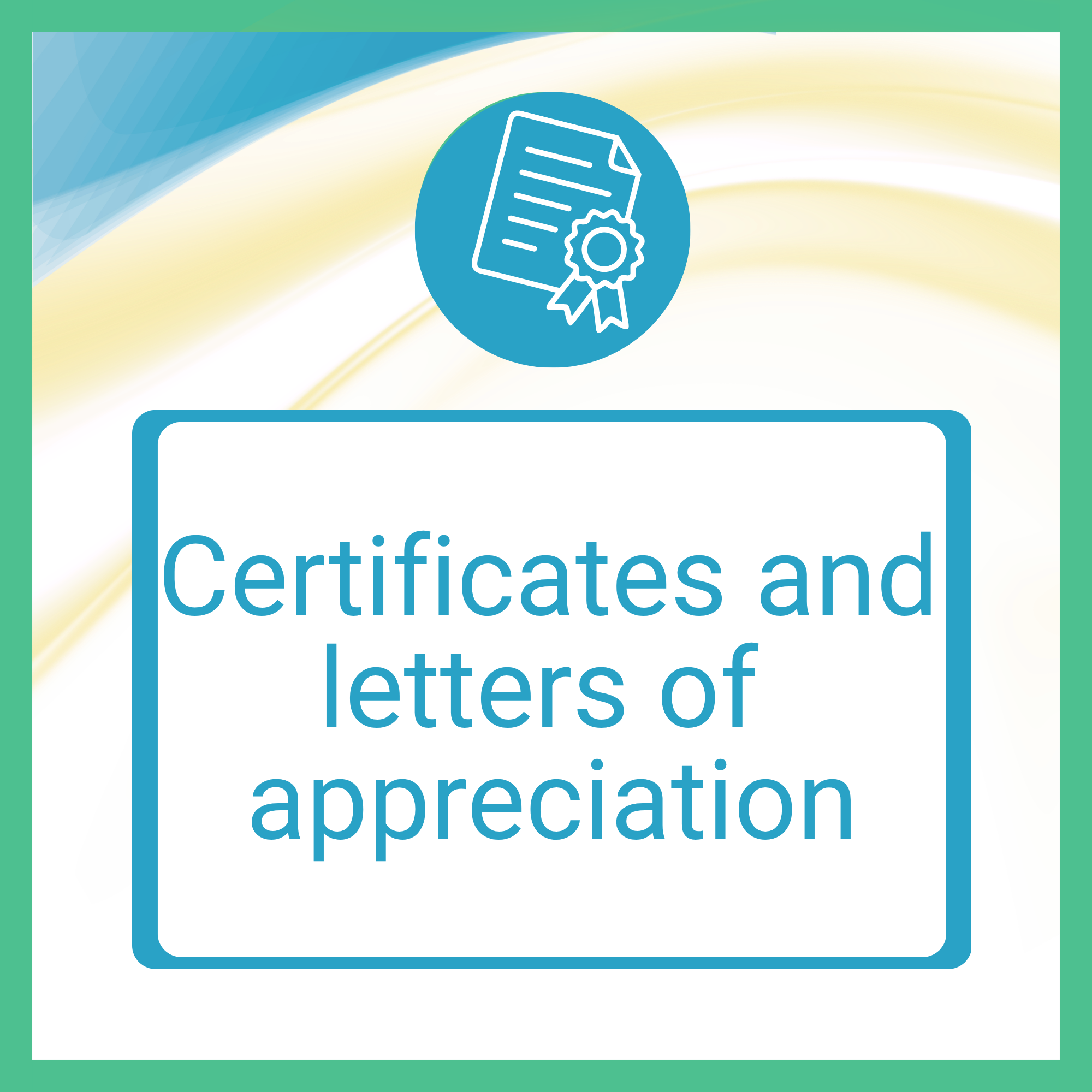 Certificates and Letters of Appreciation